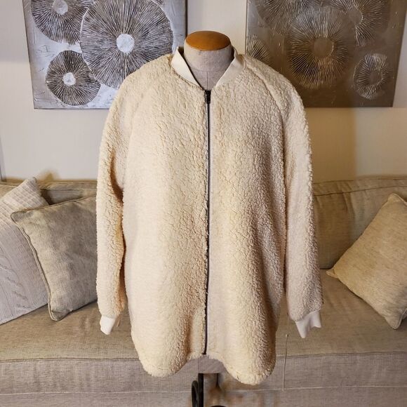 Caslon Long Faux Shearling Jacket in Ivory - Picture 4 of 15